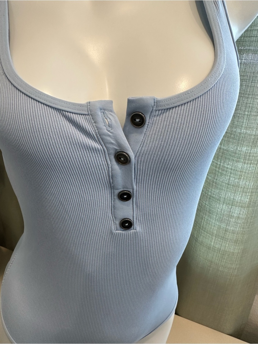 L*space Light Blue Ribbed Henley Swimsuit - Picture 6 of 7